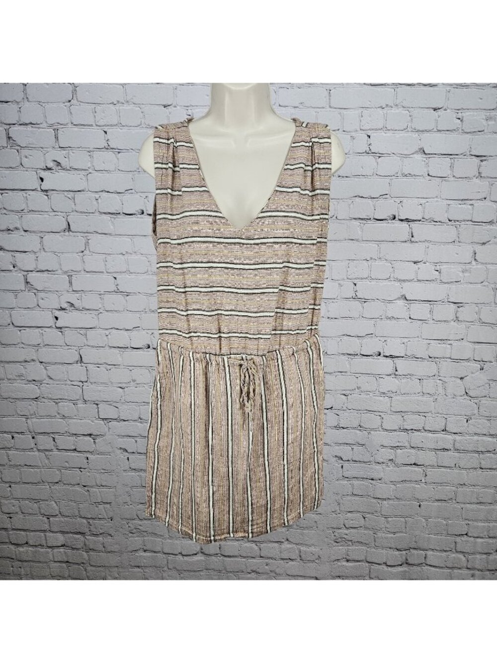 PrAna Multicolor Ecotropics Organic Cotton Striped Open Back Short Dress Small S